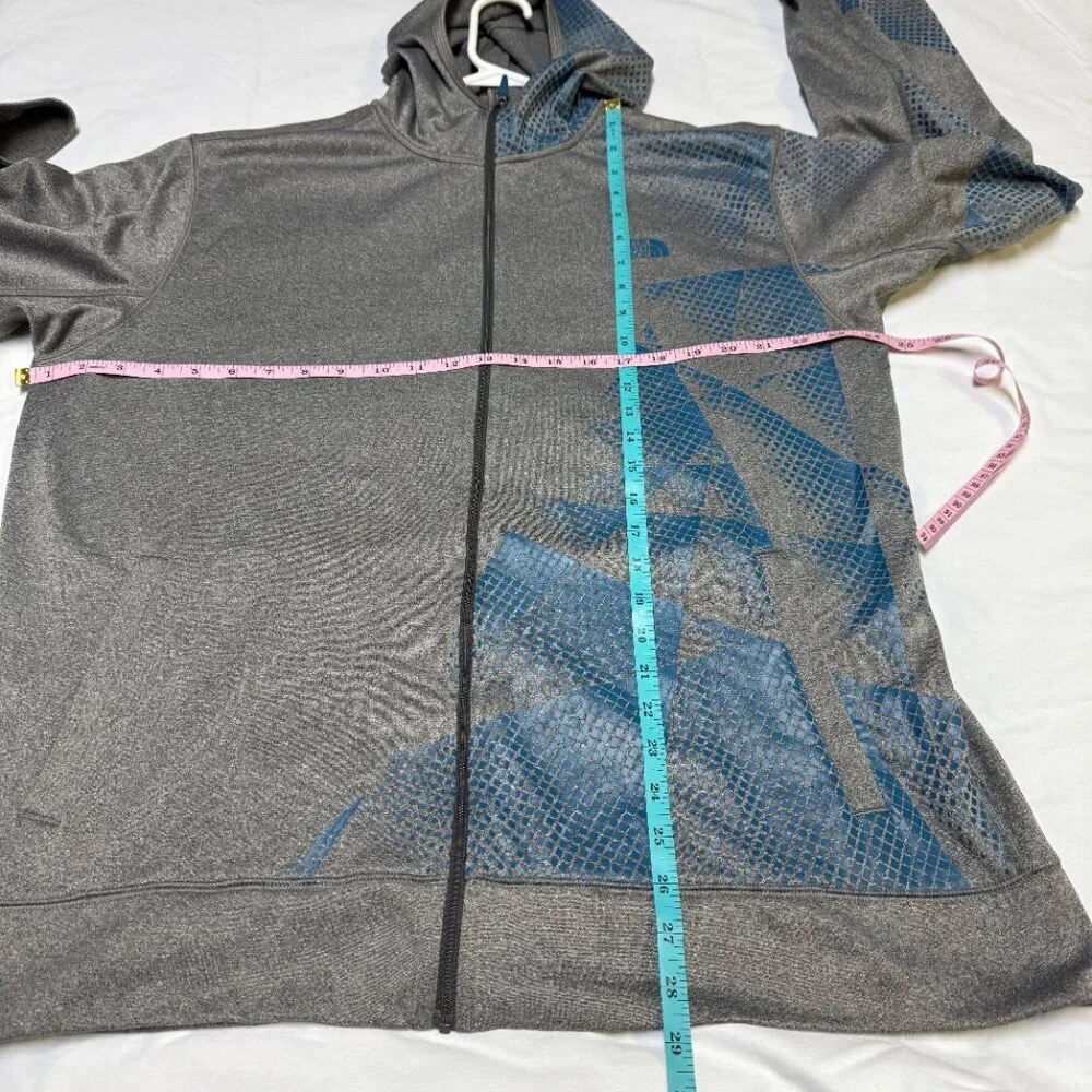 The North Face Men’s Geometric‎ Graphic Full Zip Hoodie XL Gray Blue EUC